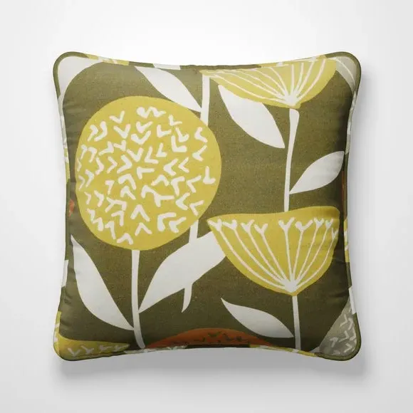Cushion Cover with Geometric Pattern - Olive