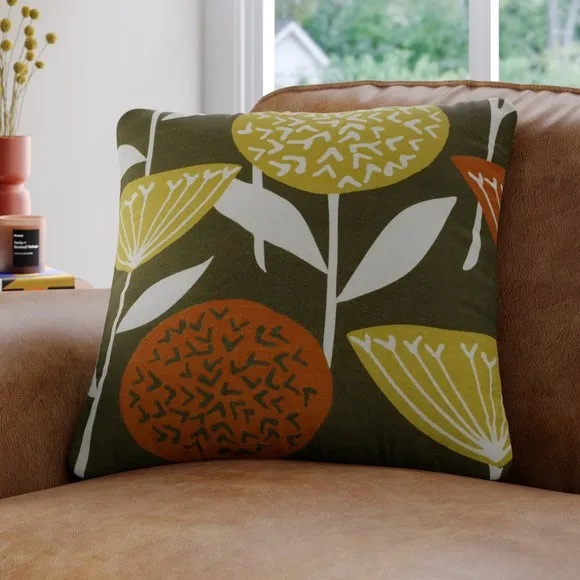 Cushion Cover with Geometric Pattern - Olive