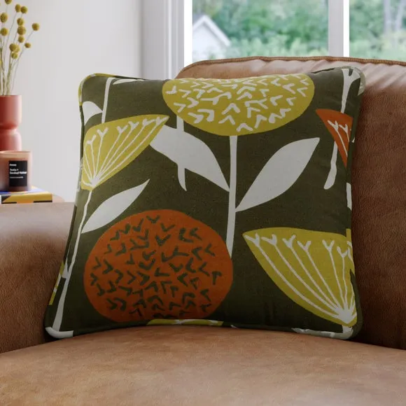 Cushion Cover with Geometric Pattern - Olive