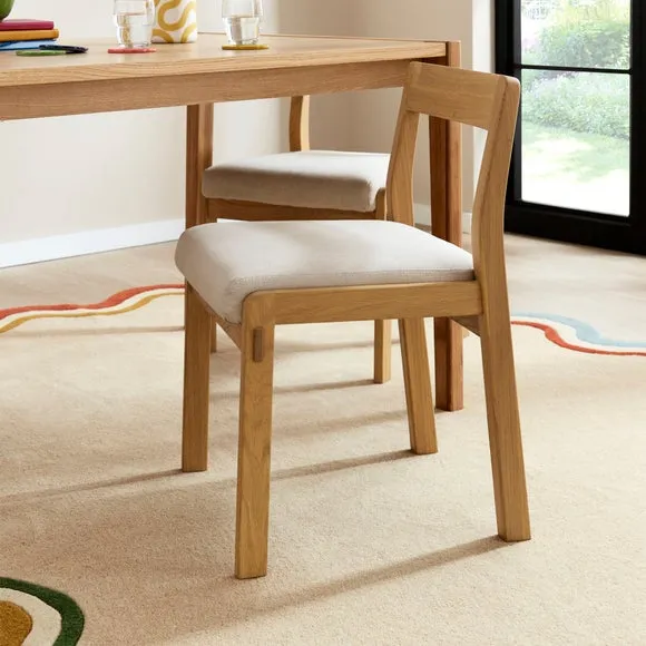 Dining Chair with Cushioned Seat - Light Oak