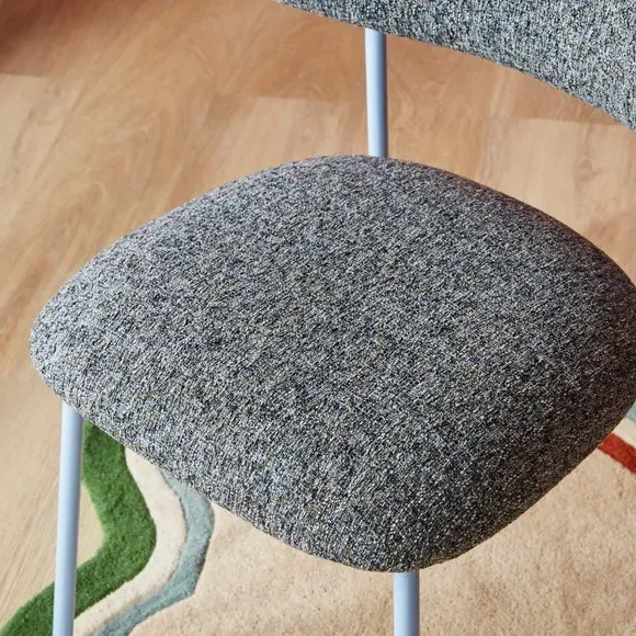 Dining Chair with Upholstered Seat - Cornflower, Boucle