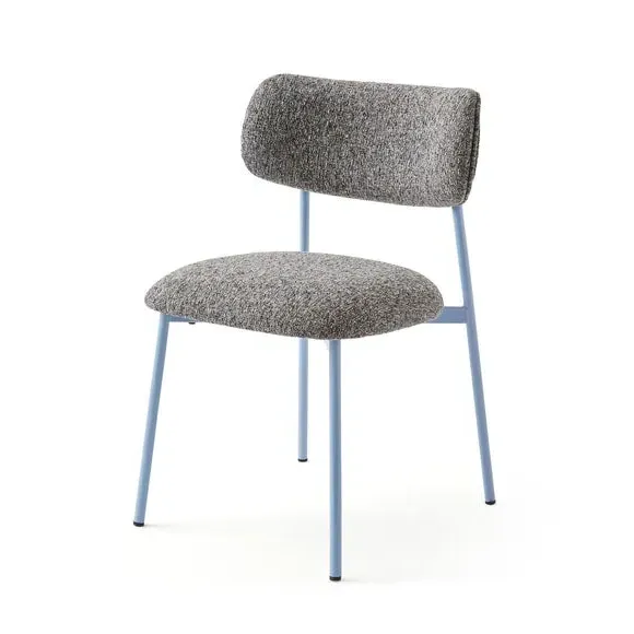 Dining Chair with Upholstered Seat - Cornflower, Boucle