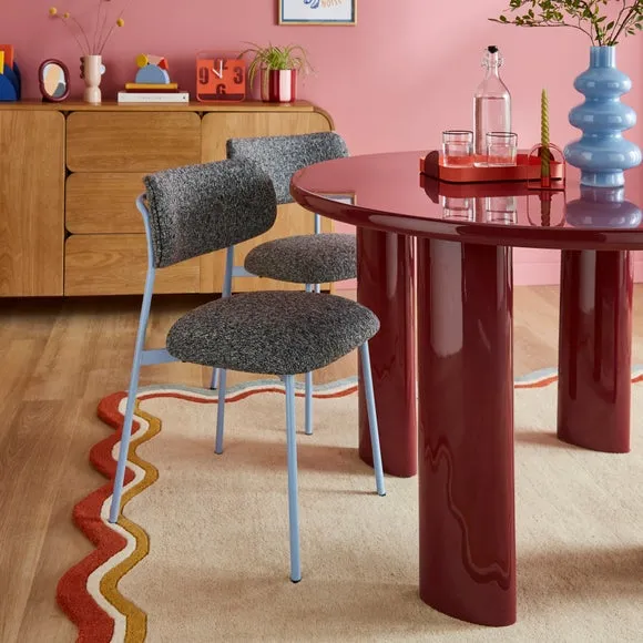 Dining Chair with Upholstered Seat - Cornflower, Boucle