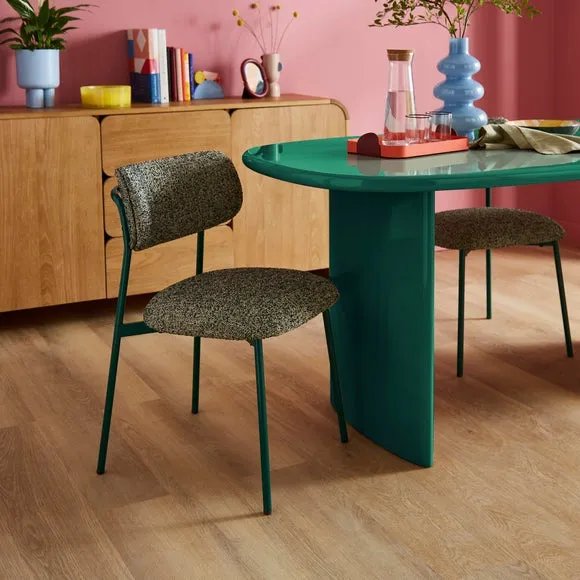 Dining Chair with Upholstered Seat - Emerald, Boucle