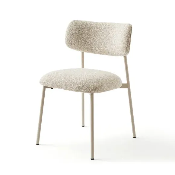 Dining Chair with Upholstered Seat - Mushroom, Boucle
