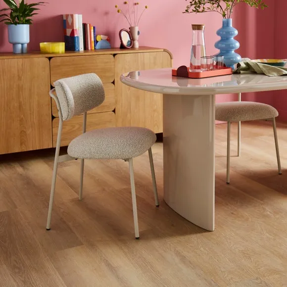 Dining Chair with Upholstered Seat - Mushroom, Boucle