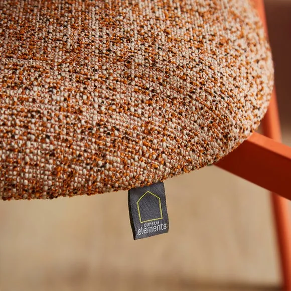 Dining Chair with Upholstered Seat - Orange, Boucle