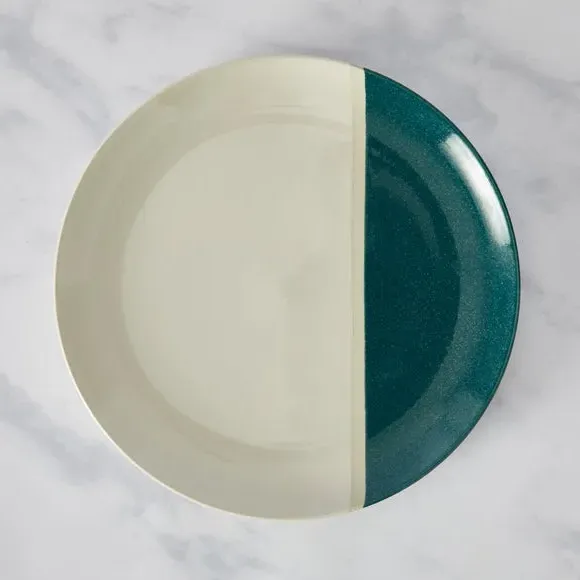 Dinner Plate with Dipped Glaze - Teal, Stoneware
