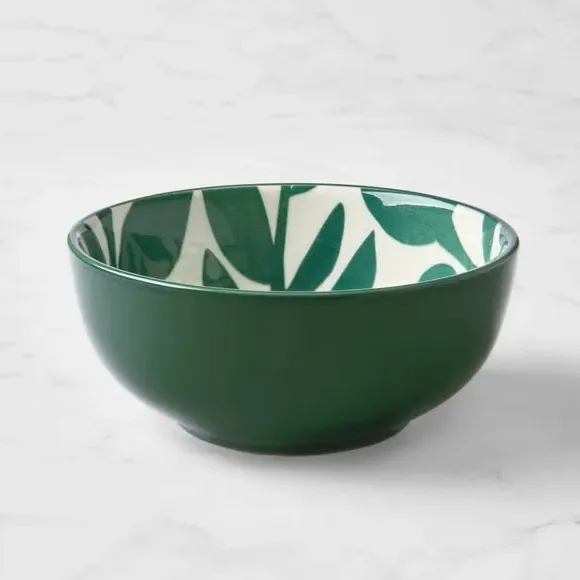 Dip Bowl with Floral Pattern - Green, Stoneware image