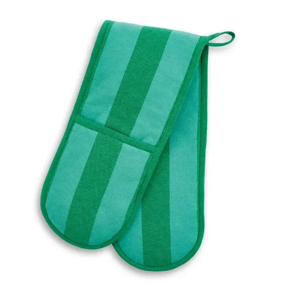 Double Oven Glove with Stripe Print - Green