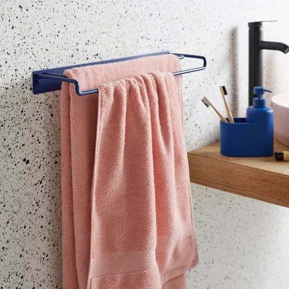 Double Towel Rail - Navy, Metal image