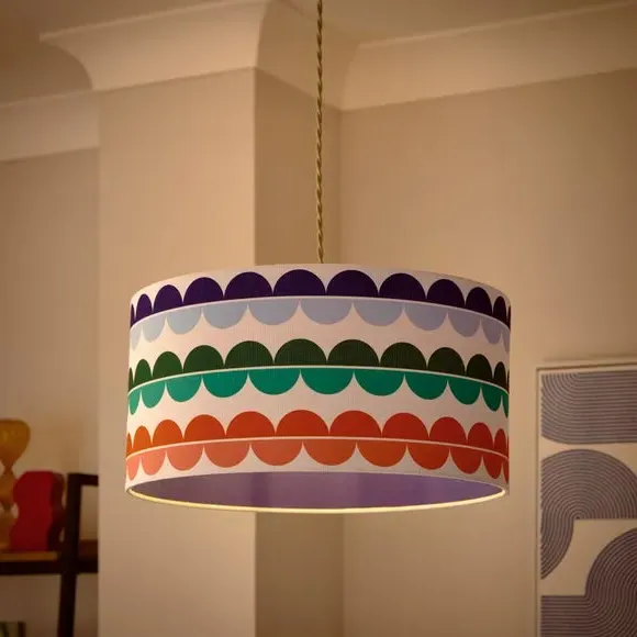 Drum Lamp Shade Easy Fit - Multicolor, Polyester