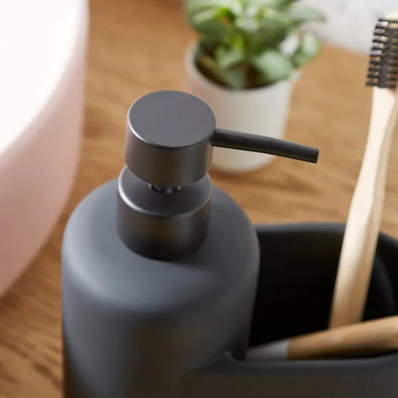 Duo Soap Dispenser with Storage - Black, Ceramic
