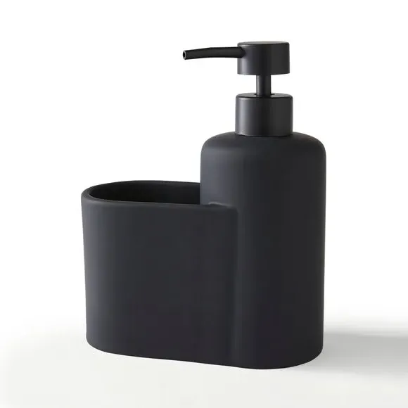 Duo Soap Dispenser with Storage - Black, Ceramic