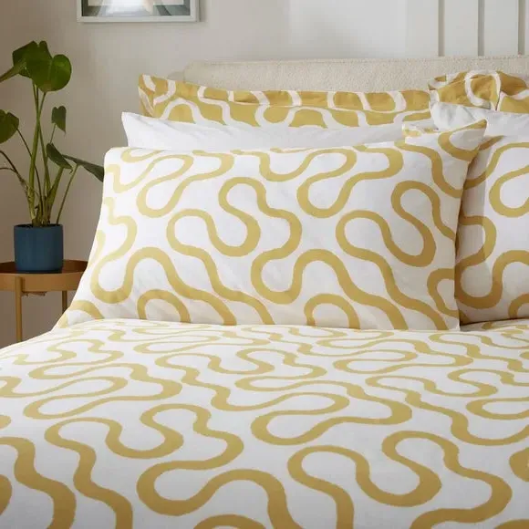 Duvet Cover and Pillowcase Set - Ochre, Cotton