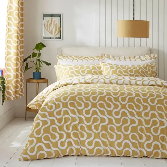 Duvet Cover and Pillowcase Set - Ochre, Cotton image