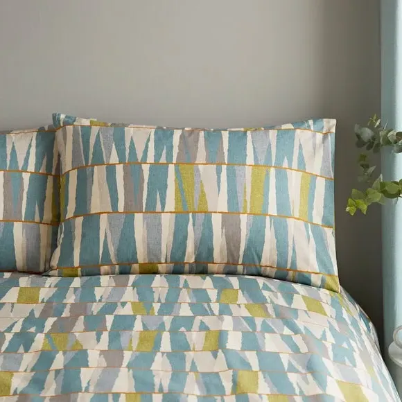 Duvet Cover Set with Pillowcases - Blue, Cotton
