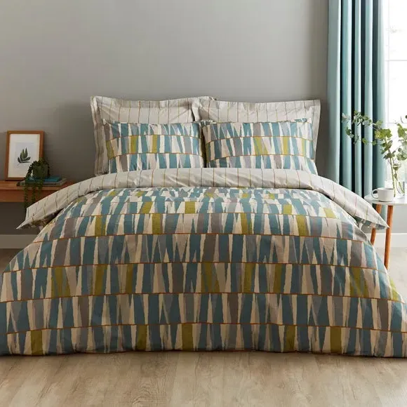 Duvet Cover Set with Pillowcases - Blue, Cotton image
