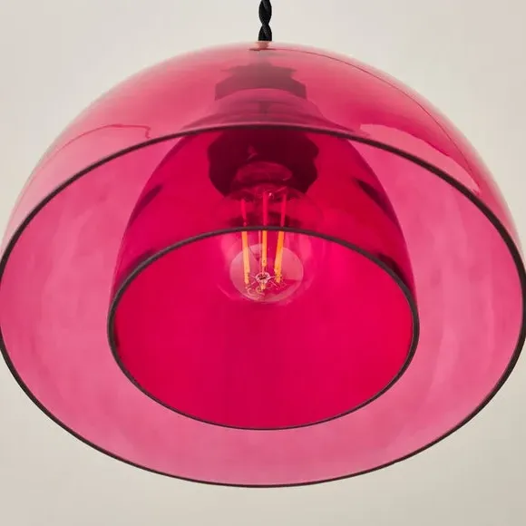 Easy Fit Pendant Shade - Pink, Glass