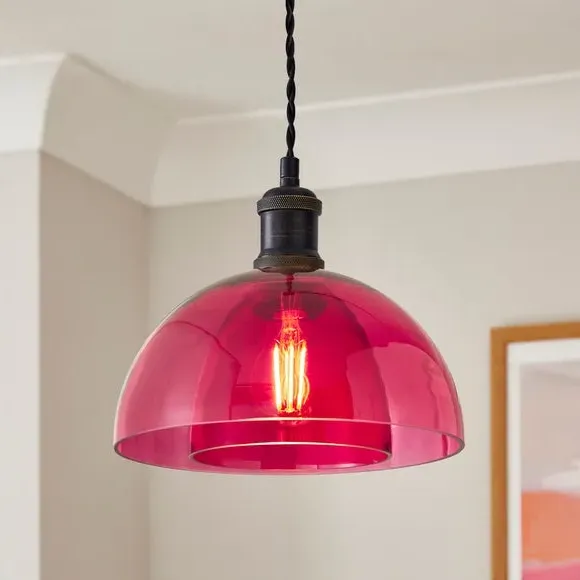Easy Fit Pendant Shade - Pink, Glass