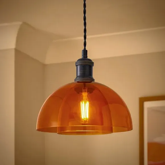 Easy Fit Pendant Shade - Tangerine, Glass