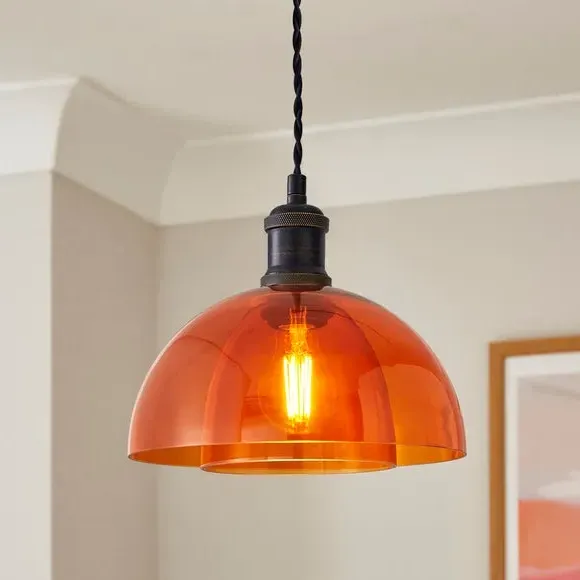 Easy Fit Pendant Shade - Tangerine, Glass