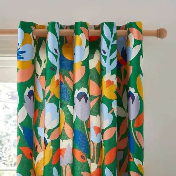 Eyelet Curtains Folk-Art Design - Multicolor, Cotton image