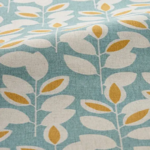 Floral Cushion Cover with Piped Edge - Duckegg