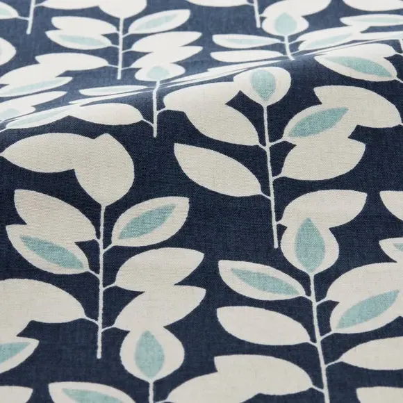 Floral Cushion Cover with Piped Edge - Navy
