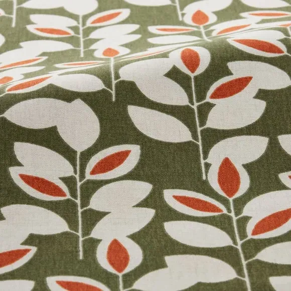Floral Cushion Cover with Piped Edge - Olive
