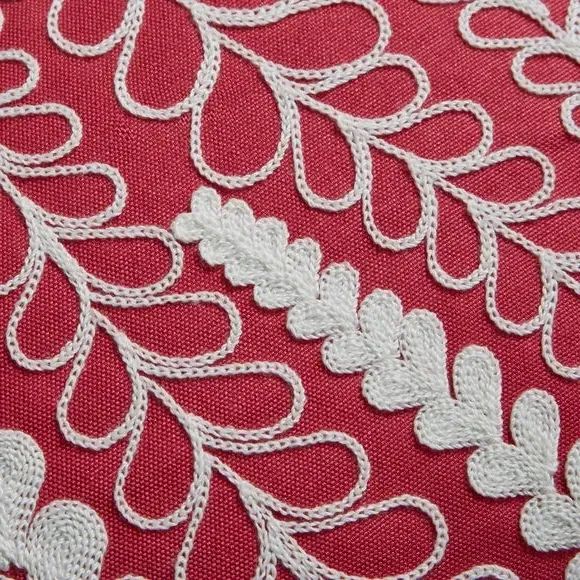 Floral Embroidered Cushion - Fuschia, Polyester