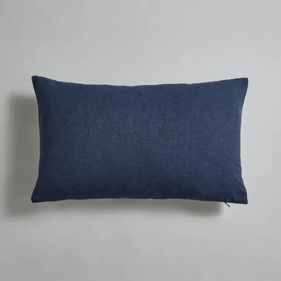 Floral Embroidered Cushion - Navy, Polyester