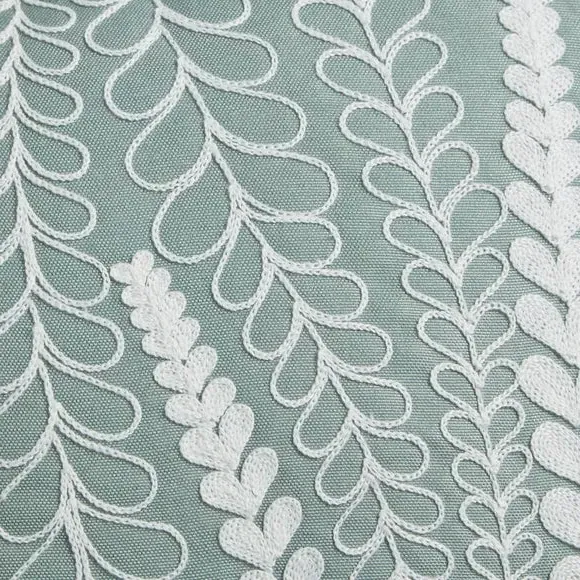 Floral Embroidered Cushion - Sage, Polyester