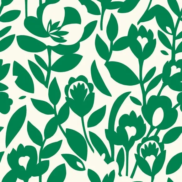 Floral Wallpaper Matte Finish - Green, Paper