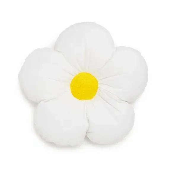 Flower Shaped Cushion - White, Velvet