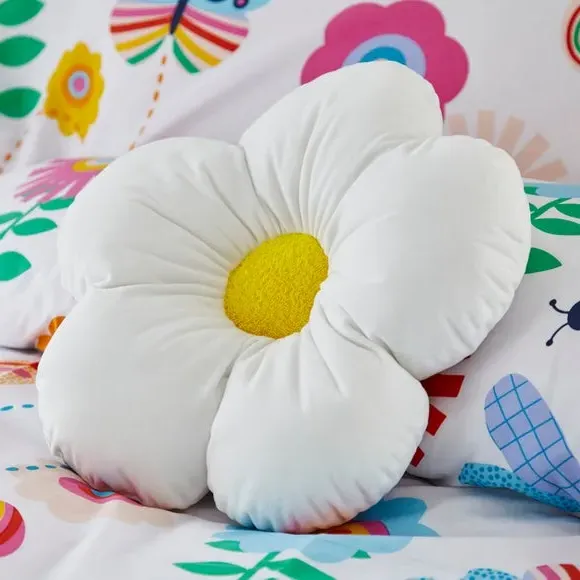 Flower Shaped Cushion - White, Velvet image