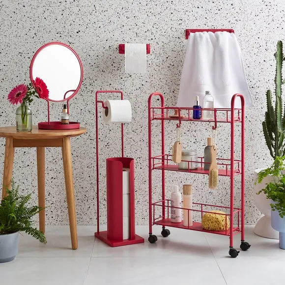 Free Standing Dressing Mirror with Tray - Fuchsia