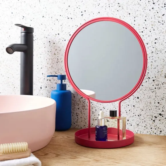 Free Standing Dressing Mirror with Tray - Fuchsia image
