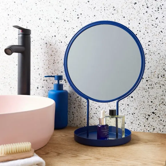 Free Standing Dressing Mirror with Tray - Navy