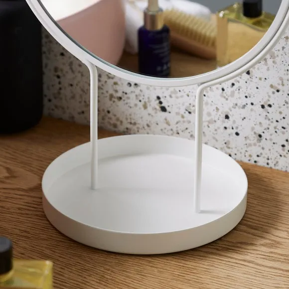 Free Standing Dressing Mirror with Tray - White