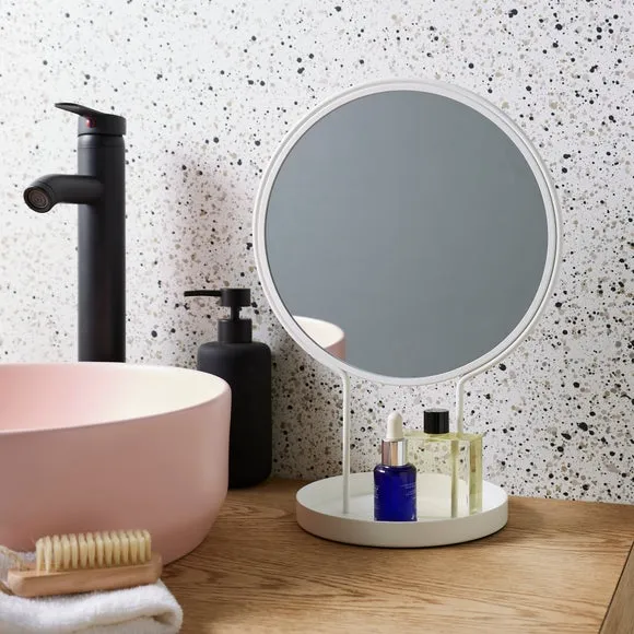 Free Standing Dressing Mirror with Tray - White