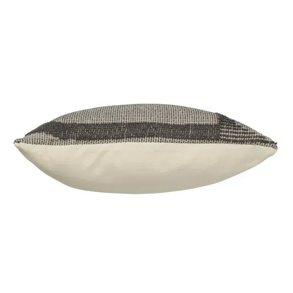 Geometric Cushion with Textured Design - Grey, Cotton