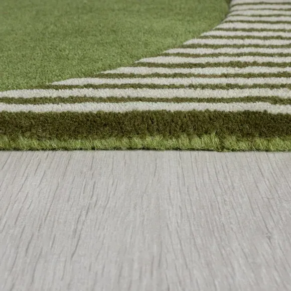 Geometric Wool Rug - Olive, Hand Tufted