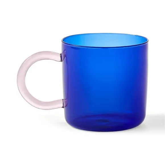 Glass Coffee Mug with Handle - Blue, Glass
