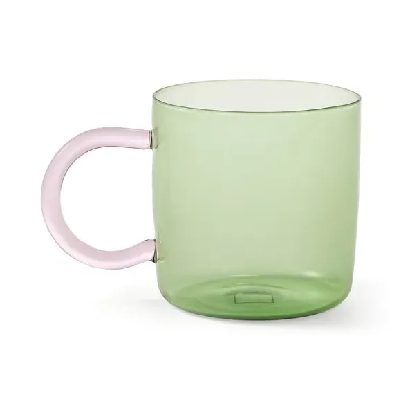 Glass Coffee Mug with Handle - Green, Glass
