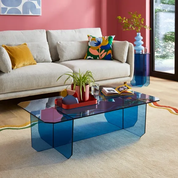 Glass Coffee Table - Blue