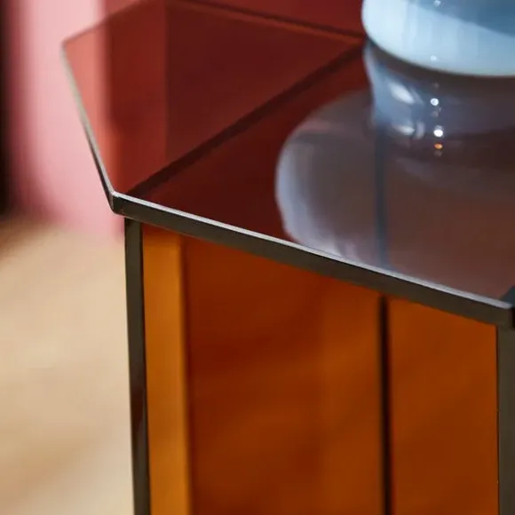 Glass Side Table - Amber, Tempered Glass