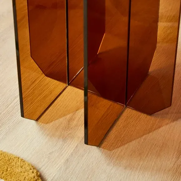 Glass Side Table - Amber, Tempered Glass