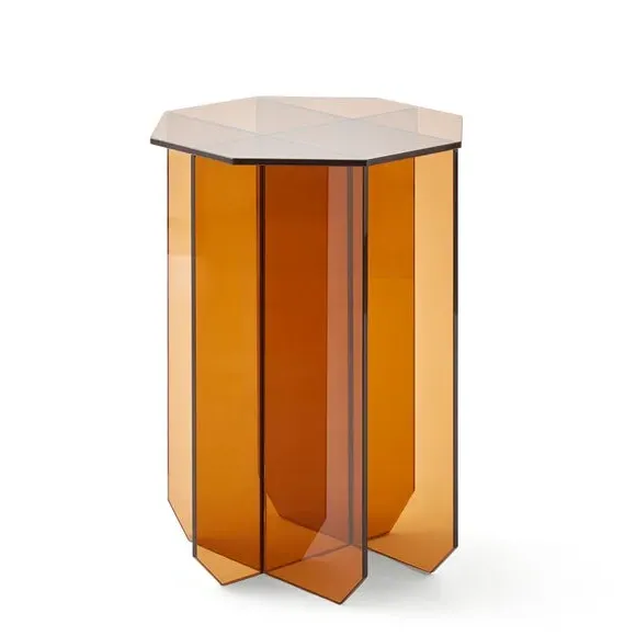 Glass Side Table - Amber, Tempered Glass