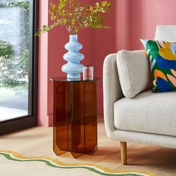 Glass Side Table - Amber, Tempered Glass image